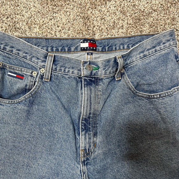 Tommy Hilfiger Jeans Shorts Mens 36 Blue Vintage Y2K 2000s Carpenter Baggy - Picture 3 of 13